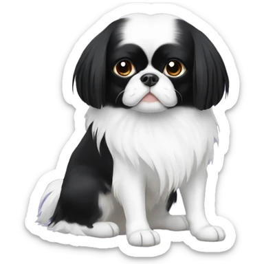 black and white japanese chin  sticker