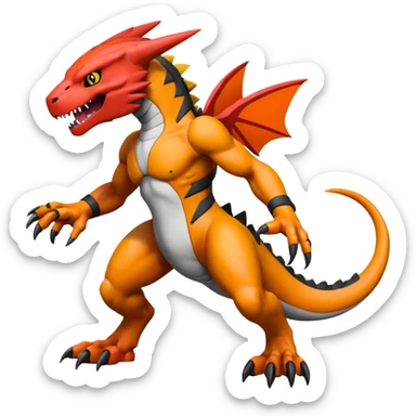 Greymon-Guilmon-Agumon-Pokémon-Digimon-Fakémon-fusion-hybrid-creature sticker