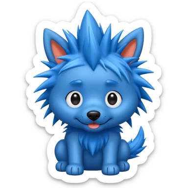 blue very spiky haired dog sticker