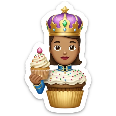 sparkly nutcracker holding a cupcake with sprinkles sticker