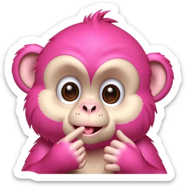 A pink monkey blowing a kiss and winking sticker
