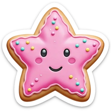 Pink star Christmas cookie sticker