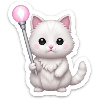 chibi cute cat holding a light stick sticker