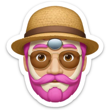 pink-haired mustache man with hat and sunglasses sticker