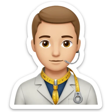 Tailor with Measuring Tape around neck pose sticker