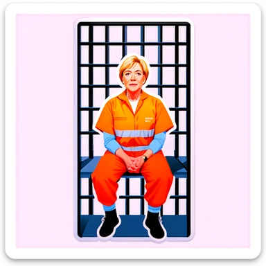 Gov Janet mills arrested in an orange jumpsuit behind bars sticker
