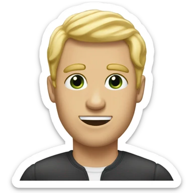 Gay man with blonde hair brushed down in front of his face named Jackson  sticker