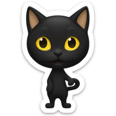 Un chat noir qui se leche la patte sticker
