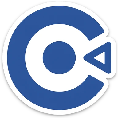 Construct 3 logo in a very simple flat color clip art style, minimal design, blue color, no text, transparent background. sticker