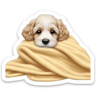 cute cockapoo puppy sleep in blanket sticker