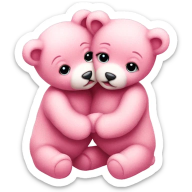 baby pink teddy bears kissing sticker