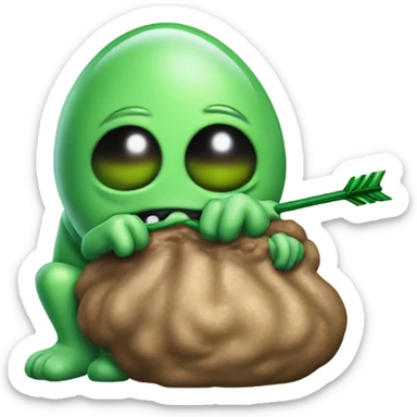 Pooping alien, with an arrow on the poop, with the saying “it’s you” sticker