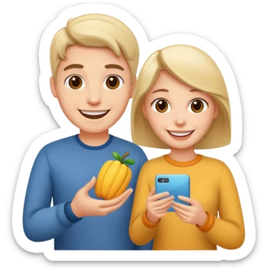 Dos personas felices comprando algo sticker