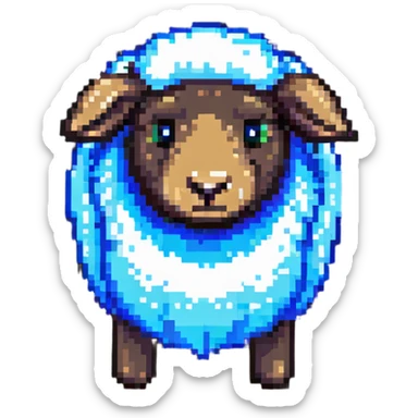 Minecraft sheep with authentic blocky style and proportions, pixel art sticker