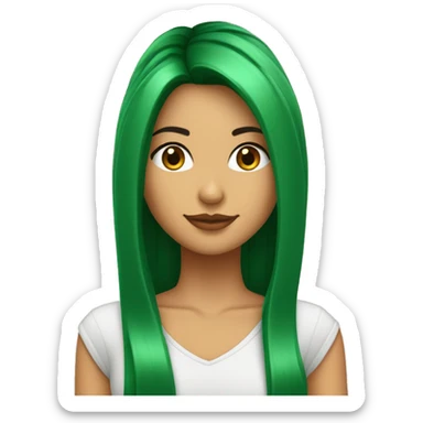 Chica morena con pelo más largo de un lado con mechas PELIRROJAS Y OJOS VERDE sticker