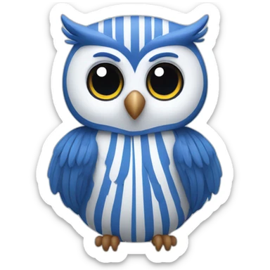 Owl wearing blue and white stripes sticker