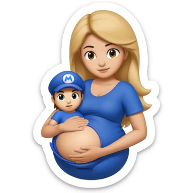 pregnant mario with belly being held by sonic sticker