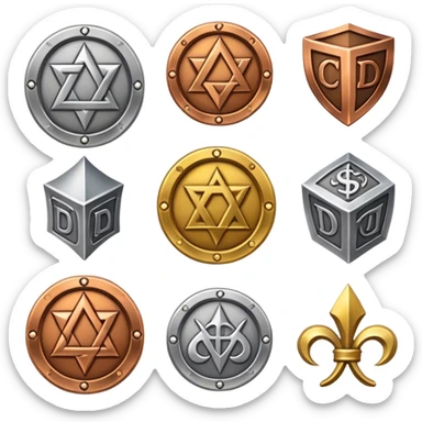 dnd item icon, medieval, currency gold, silver, copper icons sticker