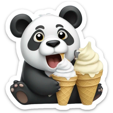 Panda eating ice cream sticker