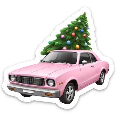 Christmas light pink car with Christmas tree sticker