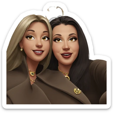 smiling girls with jewelry sticker