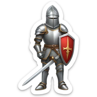 knight in armor wielding sword and shield sticker