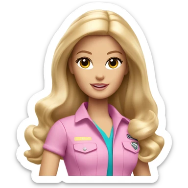 Blonde zookeeper Barbie with brown eyes, long shiny blonde hair,  sticker