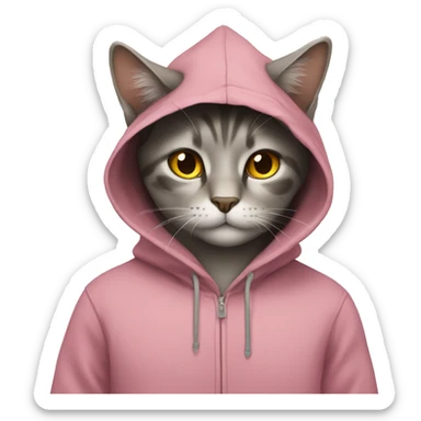 Cat wearing a hoodie sticker