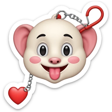 IOS heart eyes face with tongue out on leash sticker