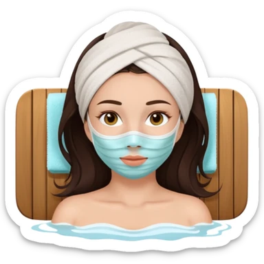 aesthetic brunette girl in spa face mask relaxe sticker