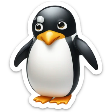 a penguin with a bow sticker