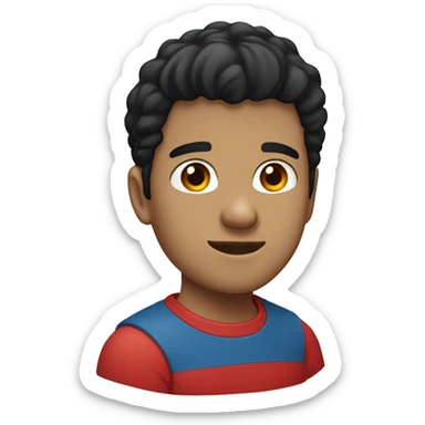 Guy with red t-shirt, black hair, light skin, blue eyes sticker