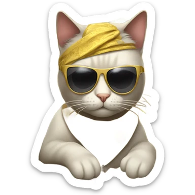 Cat gangsta with money sticker