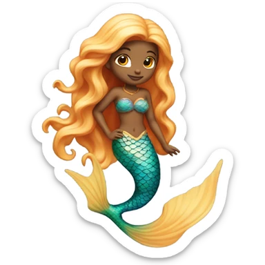 Pretty detailed mermaid with red tail and blonde hair realistic  sticker