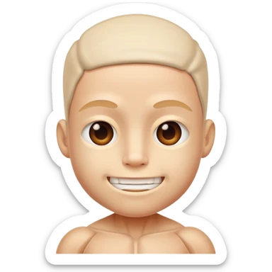 cute face with outer layer of skin removed, showing simplified muscles and tissue, friendly and non-scary sticker