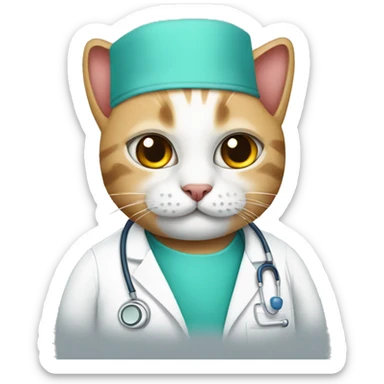 cat dressed like a surgeon sticker
