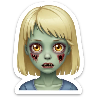 girl zombie with blonde hair and bangs sticker