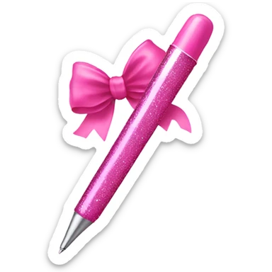 pink glitter pen with a pink bow sticker