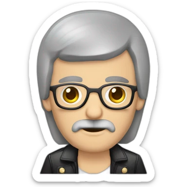 Hombre de 50 años calvo y con barba larga con ropa de Ramones sticker