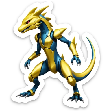 Shiny Cool Futuristic Smooth Salandit-Zeraora-Lombax-Sergal-Genesect-Pokémon, full body sticker