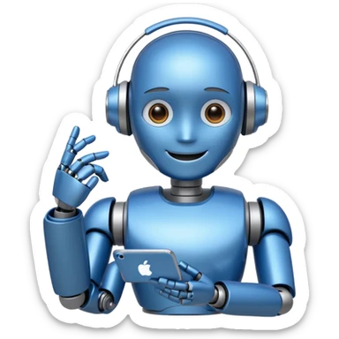 artificial Inteligence robot that is working in customer care and checking social media sticker