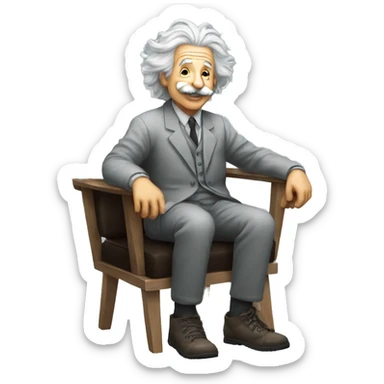 albert einstein super happy listening music while siting on the chair sticker