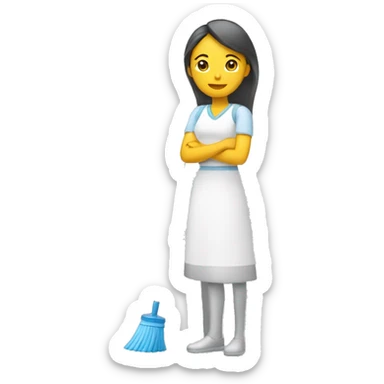 mujer blanca limpiando sticker