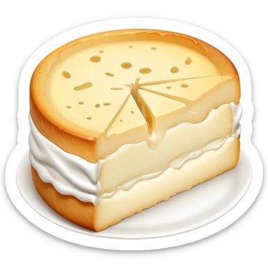 cinematic-realistic-brie-cheese-emoji,-featuring-a-creamy gooey center,-soft-ripened-cheese-with-a-delicate white rind-rendered-with-lifelike-detail-and-inviting,-natural-lightingwith a slide showing the gooey center sticker