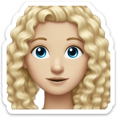 White Girl with curly blond hair and blue eyes  sticker