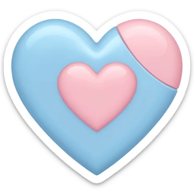 a heart with pastel blue on one side and pastel pink on the other sticker
