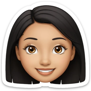 Very pretty light brown skin pretty lashes small nose blasian  hazel eyes  black hair sticker