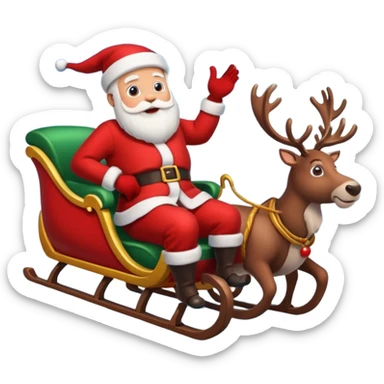 Santa in sleigh with Reindeers sticker