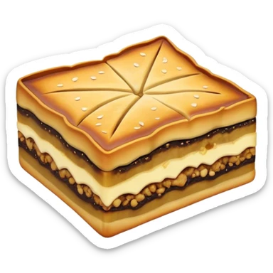Martabak Cinematic Realistic Martabak Dish Emoji, depicted as a single, square slice of sweet, thick martabak with a rich, indulgent filling, rendered with detailed textures and vibrant, appetizing lighting. sticker