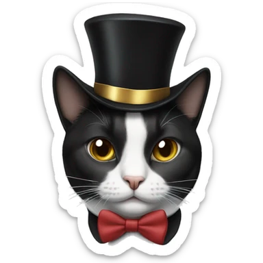 tuxedo cat wearing a top hat  sticker